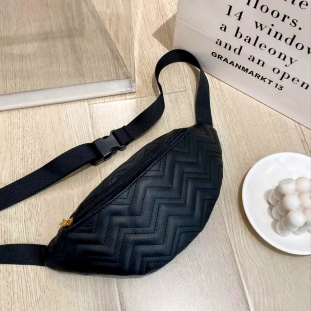 Black Sling Purse chevron pattern